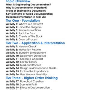 Engineering Documentation Worksheet Activity Booklet