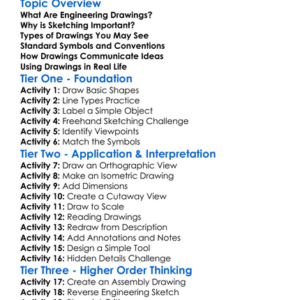 Engineering Drawings And Sketching Worksheet Activity Booklet