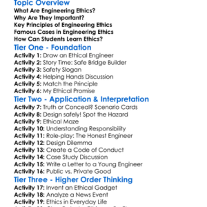 Engineering Ethics Worksheet Activity Booklet
