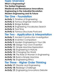 Engineering History Worksheet Activity Booklet
