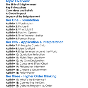 Enlightenment Philosophy Worksheet Activity Booklet