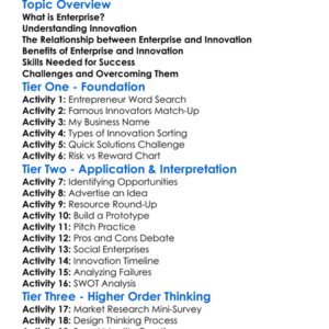Enterprise And Innovation Worksheet Activity Booklet