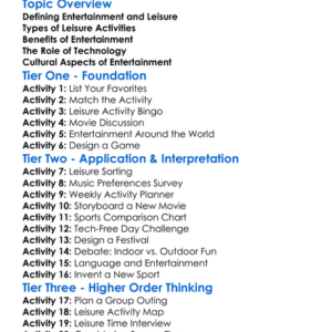 Entertainment And Leisure Activities Worksheet Activity Booklet
