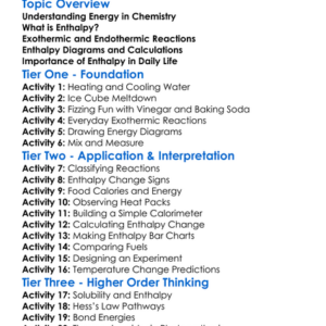 Enthalpy Worksheet Activity Booklet