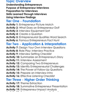 Entrepreneur Interviews Worksheet Activity Booklet