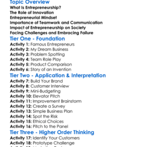 Entrepreneurship And Innovation Worksheet Activity Booklet