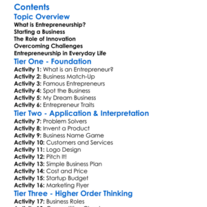 Entrepreneurship And Starting A Business Worksheet Activity Booklet