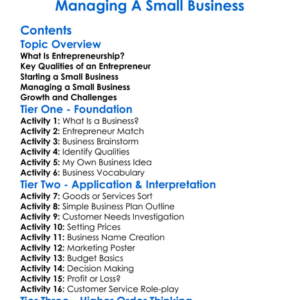 Entrepreneurship And The Fundamentals Of Starting And Managing A Small Business Worksheet Activity Booklet