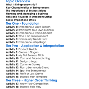 Entrepreneurship Basics Worksheet Activity Booklet
