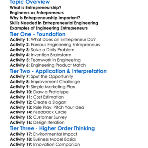 Entrepreneurship In Engineering Worksheet Activity Booklet
