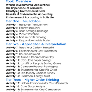 Environmental Accounting Basics Worksheet Activity Booklet