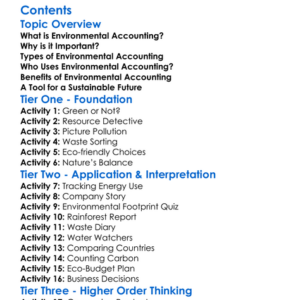 Environmental Accounting Introduction Worksheet Activity Booklet