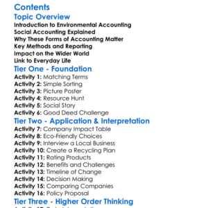Environmental And Social Accounting Worksheet Activity Booklet