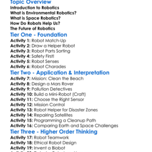 Environmental And Space Robotics Worksheet Activity Booklet