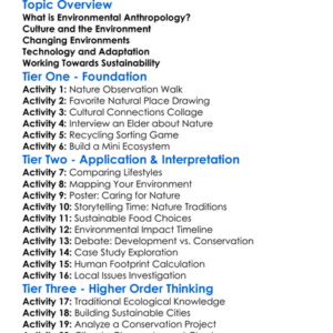 Environmental Anthropology Worksheet Activity Booklet