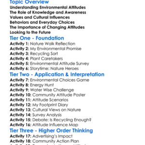 Environmental Attitudes Worksheet Activity Booklet