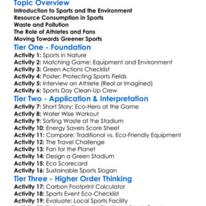 Environmental Awareness In Sport Worksheet Activity Booklet