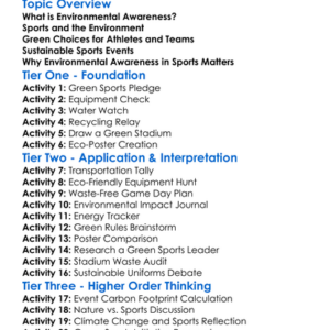 Environmental Awareness In Sports Worksheet Activity Booklet