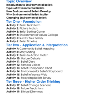 Environmental Beliefs Worksheet Activity Booklet