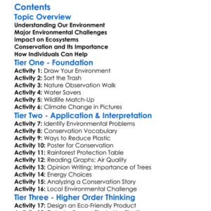 Environmental Challenges And Conservation Worksheet Activity Booklet