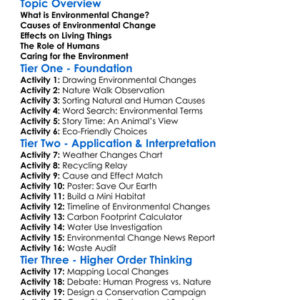 Environmental Change Worksheet Activity Booklet