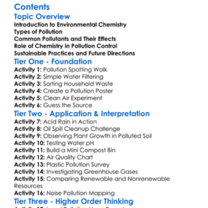 Environmental Chemistry And Pollution Worksheet Activity Booklet