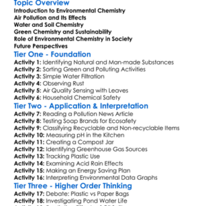 Environmental Chemistry Worksheet Activity Booklet