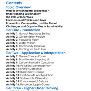 Environmental Economics And Sustainability Worksheet Activity Booklet