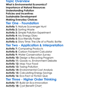Environmental Economics Worksheet Activity Booklet