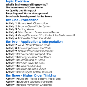 Environmental Engineering Basics Worksheet Activity Booklet