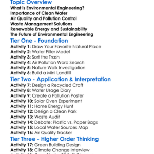 Environmental Engineering Concepts Worksheet Activity Booklet