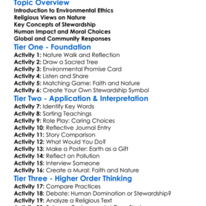 Environmental Ethics In Religion Worksheet Activity Booklet