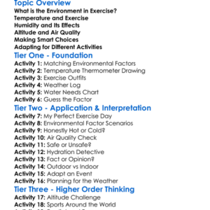 Environmental Factors In Exercise Worksheet Activity Booklet
