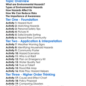 Environmental Hazards Worksheet Activity Booklet