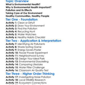 Environmental Health Worksheet Activity Booklet