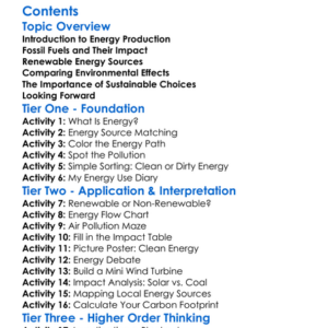 Environmental Impact Of Energy Production Worksheet Activity Booklet