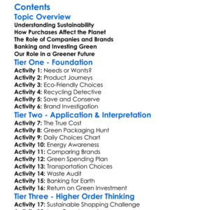 Environmental Impact Of Financial Choices Worksheet Activity Booklet