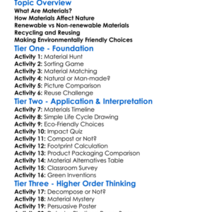 Environmental Impact Of Materials Worksheet Activity Booklet