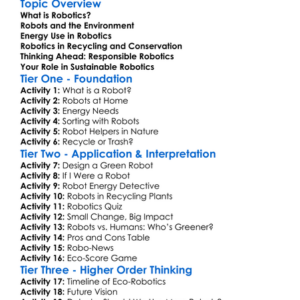 Environmental Impact Of Robotics Worksheet Activity Booklet