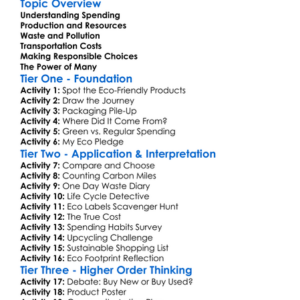 Environmental Impact Of Spending Worksheet Activity Booklet