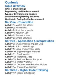 Environmental Impacts Of Engineering Worksheet Activity Booklet