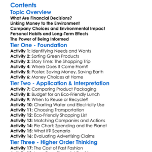 Environmental Impacts Of Financial Decisions Worksheet Activity Booklet