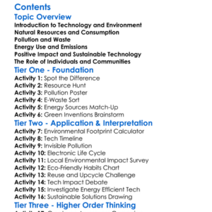 Environmental Impacts Of Technology Worksheet Activity Booklet