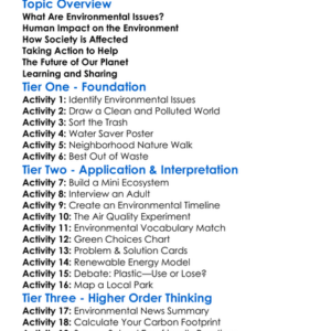 Environmental Issues And Society Worksheet Activity Booklet