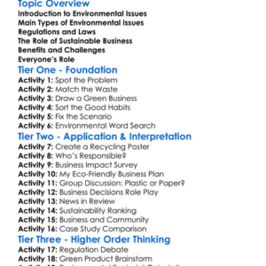 Environmental Issues In Business Worksheet Activity Booklet