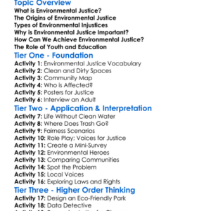Environmental Justice Worksheet Activity Booklet