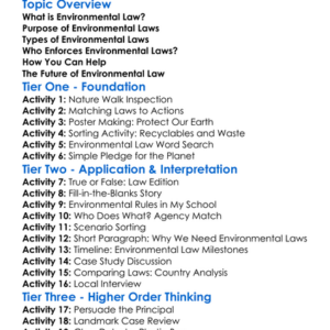 Environmental Law Worksheet Activity Booklet