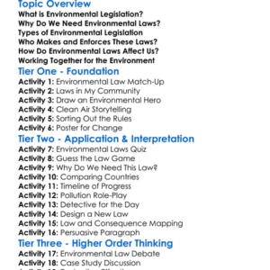 Environmental Legislation Worksheet Activity Booklet