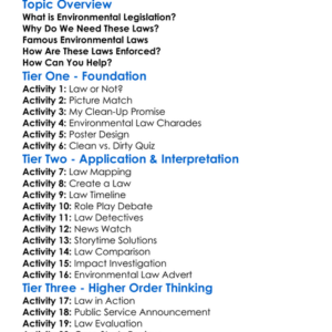 Environmental Legislation Worksheet Activity Booklet