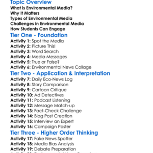 Environmental Media Worksheet Activity Booklet